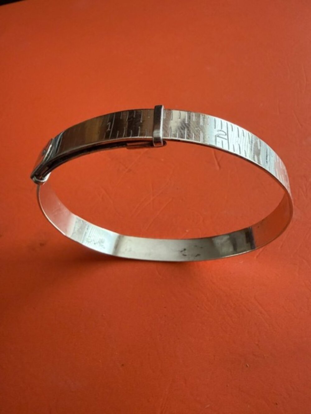 Men'sSterling Silver Adjustable Bracelet designed as tape measure- made in Italy
